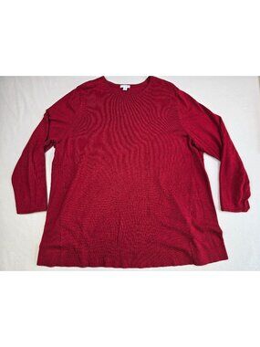 J Jill 2X Red Long-Sleeve Knit Tunic Sweater Top